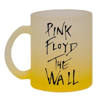 Pink Floyd, The Wall, Κούπα γυάλινη δίχρωμη με βάση το κίτρινο ματ, 330ml