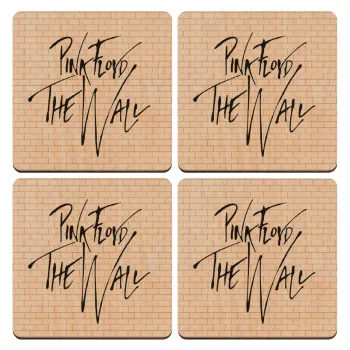 Pink Floyd, The Wall, ΣΕΤ x4 Σουβέρ ξύλινα τετράγωνα plywood (9cm)