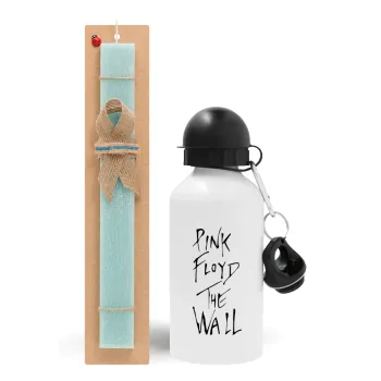Pink Floyd, The Wall, Easter Set, metallic aluminum water bottle (500ml) & scented flat candle (30cm) (TURQUOISE)