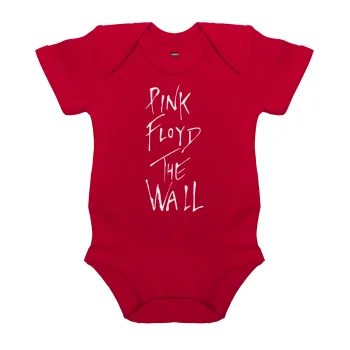 Pink Floyd, The Wall, Βρεφικό φορμάκι μωρού, ΚΟΚΚΙΝΟ, 100% Organic Cotton, κοντομάνικο