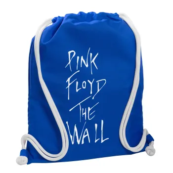 Pink Floyd, The Wall, Τσάντα πλάτης πουγκί GYMBAG Μπλε, με τσέπη (40x48cm) & χονδρά κορδόνια