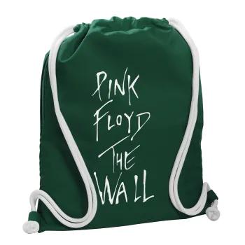 Pink Floyd, The Wall, Τσάντα πλάτης πουγκί GYMBAG BOTTLE GREEN, με τσέπη (40x48cm) & χονδρά λευκά κορδόνια