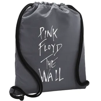 Pink Floyd, The Wall, Τσάντα πλάτης πουγκί GYMBAG ΓΚΡΙ, με τσέπη (40x48cm) & χονδρά κορδόνια