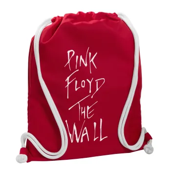 Pink Floyd, The Wall, Τσάντα πλάτης πουγκί GYMBAG Κόκκινη, με τσέπη (40x48cm) & χονδρά κορδόνια