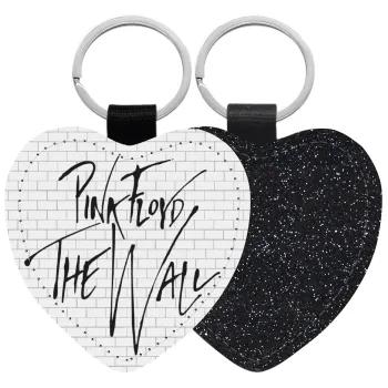 Pink Floyd, The Wall, Μπρελόκ PU δερμάτινο glitter καρδιά ΜΑΥΡΟ