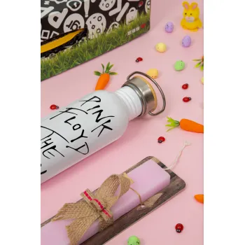 Pink Floyd, The Wall, Πασχαλινή Λαμπάδα με παγούρι μεταλλικό (620ml, stainless steel) & κερί αρωματικό πλακέ (30cm) (ΡΟΖ)