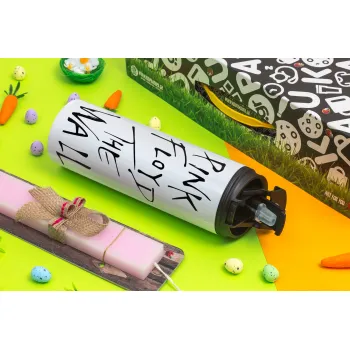 Pink Floyd, The Wall, Easter candle,Travel Tumbler 2 Lids, with metal straw & cleaning brush & aromatic flat candle (30cm) (PINK)