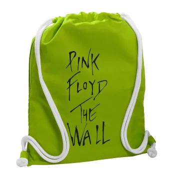 Pink Floyd, The Wall, Backpack bag GYMBAG LIME GREEN, with pocket (40x48cm) & thick cords