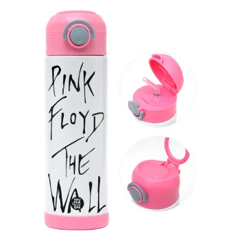 Pink Floyd, The Wall, Children's hot water bottle, stainless steel, with safety straw, PINK (500ml)