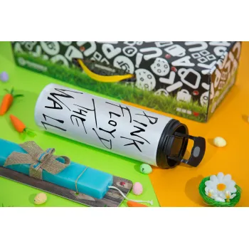 Pink Floyd, The Wall, Easter candle,Travel Tumbler 2 Lids, with metal straw & cleaning brush & aromatic flat candle (30cm) (BLUE)