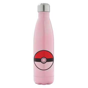 Pokemon ball, Metal mug thermos Pink Iridiscent (Stainless steel), double wall, 500ml