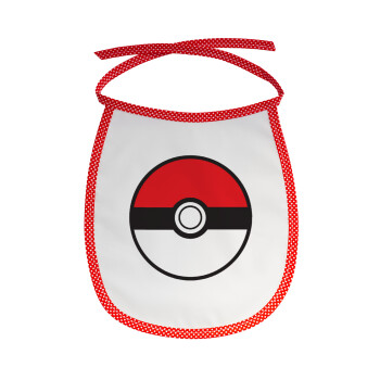 Pokemon ball, Σαλιάρα μωρού αλέκιαστη με κορδόνι Κόκκινη