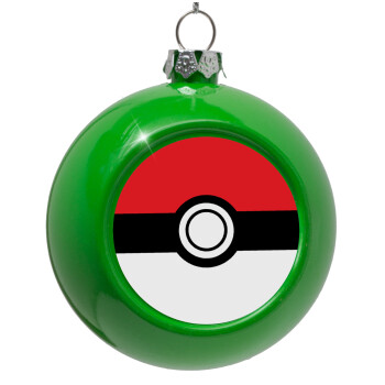 Pokemon ball, Green Christmas tree ornament bauble 8cm