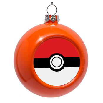 Pokemon ball, Orange Christmas tree ornament bauble 8cm