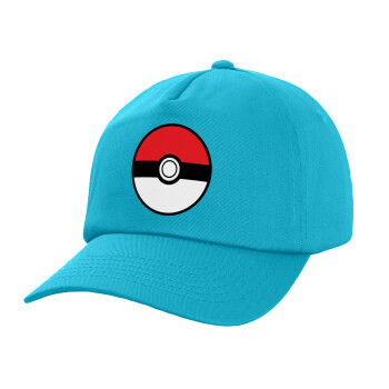 Pokemon ball, Children's Baseball Cap, 100% Cotton Twill, Blue (COTTON, CHILDREN, UNISEX, ONE SIZE)