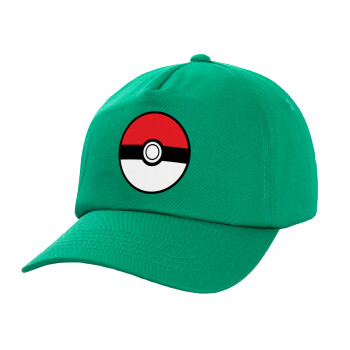 Pokemon ball, Καπέλο παιδικό Baseball, 100% Βαμβακερό,  Πράσινο