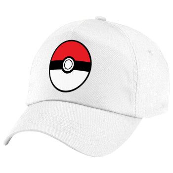 Pokemon ball, Καπέλο παιδικό Baseball, 100% Βαμβακερό Twill, Λευκό (ΒΑΜΒΑΚΕΡΟ, ΠΑΙΔΙΚΟ, UNISEX, ONE SIZE)