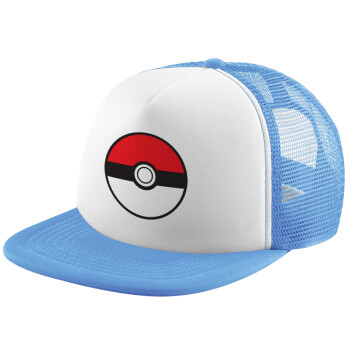 Pokemon ball, Καπέλο Soft Trucker με Δίχτυ Γαλάζιο/Λευκό