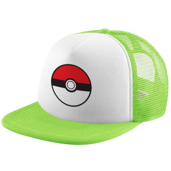 Pokemon ball, Καπέλο Soft Trucker με Δίχτυ Πράσινο/Λευκό