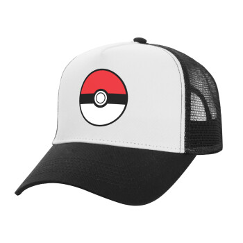 Pokemon ball, Καπέλο Structured Trucker, ΛΕΥΚΟ/ΜΑΥΡΟ