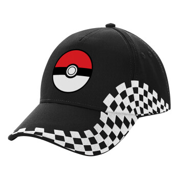 Pokemon ball, Καπέλο Ενηλίκων Ultimate ΜΑΥΡΟ RACING, (100% ΒΑΜΒΑΚΕΡΟ DRILL, ΕΝΗΛΙΚΩΝ, UNISEX, ONE SIZE)