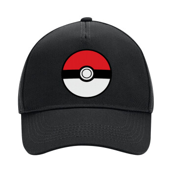 Pokemon ball, Adult Ultimate Hat BLACK, (100% COTTON DRILL, ADULT, UNISEX, ONE SIZE)