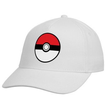 Pokemon ball, Καπέλο παιδικό Baseball, Drill, Λευκό (100% ΒΑΜΒΑΚΕΡΟ, ΠΑΙΔΙΚΟ, UNISEX, ONE SIZE)