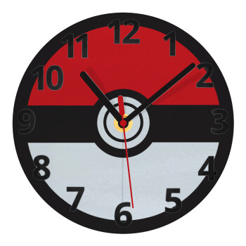 Pokemon ball, Ρολόι τοίχου γυάλινο (20cm)
