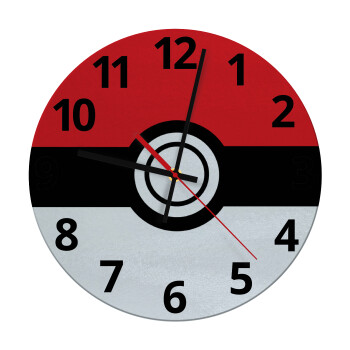 Pokemon ball, Ρολόι τοίχου γυάλινο (30cm)