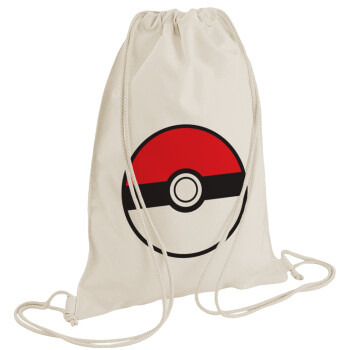 Pokemon ball, Τσάντα πλάτης πουγκί GYMBAG natural (28x40cm)