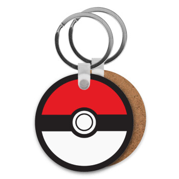 Pokemon ball, Μπρελόκ Ξύλινο στρογγυλό MDF Φ5cm