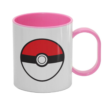 Pokemon ball, Κούπα (πλαστική) (BPA-FREE) Polymer Ροζ για παιδιά, 330ml