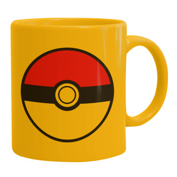 Pokemon ball, Ceramic coffee mug yellow, 330ml (1pcs)