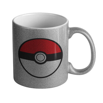 Pokemon ball, Κούπα Ασημένια Glitter που γυαλίζει, κεραμική, 330ml