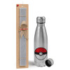 Easter Set, metallic Inox water bottle (750ml) & aromatic flat Easter candle (30cm) (GRAY)
