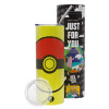 Neon Yellow Travel Tumbler θερμό, μεταλλικό καλαμάκι(Ανωξείδωτο 304 Food grade, BPA free, 600ml)