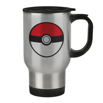 Pokemon ball, Stainless steel travel mug with lid, double wall 450ml