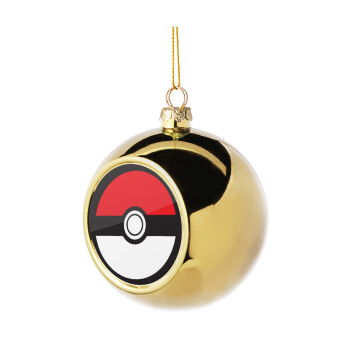 Pokemon ball, Χριστουγεννιάτικη μπάλα δένδρου Χρυσή 8cm