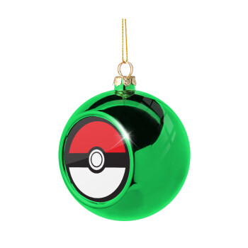 Pokemon ball, Χριστουγεννιάτικη μπάλα δένδρου Πράσινη 8cm