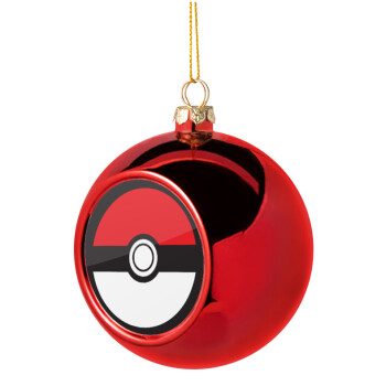 Pokemon ball, Χριστουγεννιάτικη μπάλα δένδρου Κόκκινη 8cm