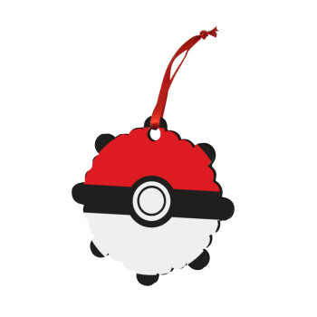 Pokemon ball, Χριστουγεννιάτικο στολίδι snowflake ξύλινο 7.5cm