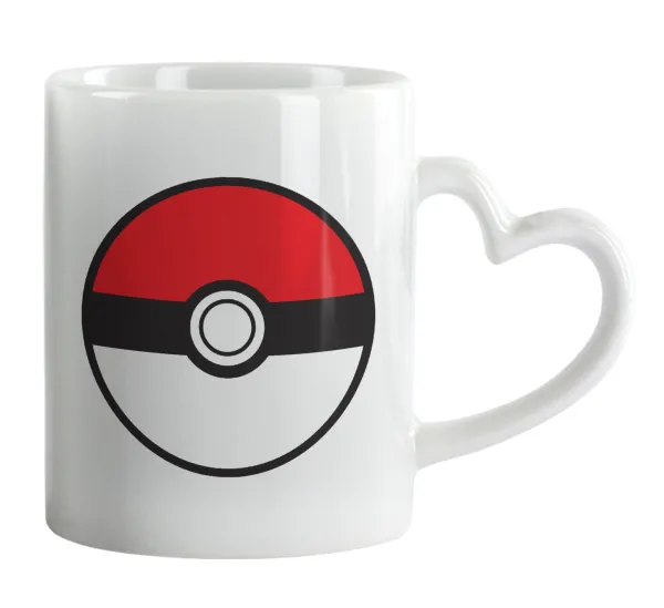 Pokemon ball — Mug heart handle, ceramic, 330ml