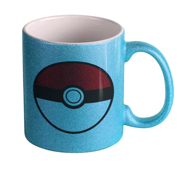 Pokemon ball — Light blue glitter mug that sparkles, ceramic, 330ml