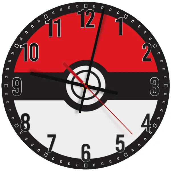 Pokemon ball — Wooden wall clock (30cm)