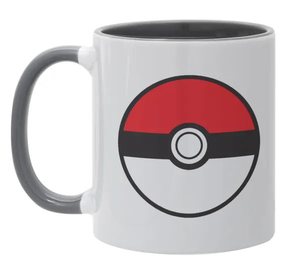 Pokemon ball — Κούπα χρωματιστή γκρι, κεραμική, 330ml