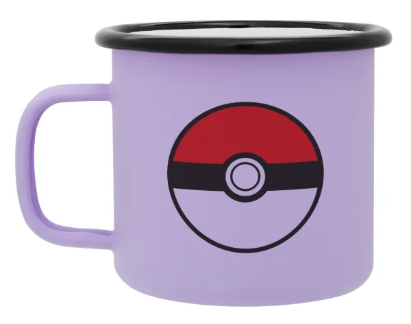 Pokemon ball — Metal enamel mug, matte light pastel purple, 360ml
