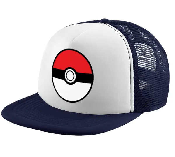 Pokemon ball — Καπέλο παιδικό Soft Trucker με Δίχτυ ΜΠΛΕ ΣΚΟΥΡΟ/ΛΕΥΚΟ (POLYESTER, ΠΑΙΔΙΚΟ, ONE SIZE)