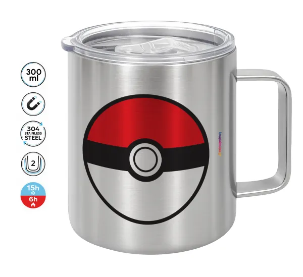 Pokemon ball — Double-walled stainless steel mug 300ml with temperature-retaining lid