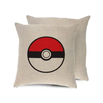 Pokemon ball, Μαξιλάρι καναπέ ΛΙΝΟ 40x40cm περιέχεται το  γέμισμα
