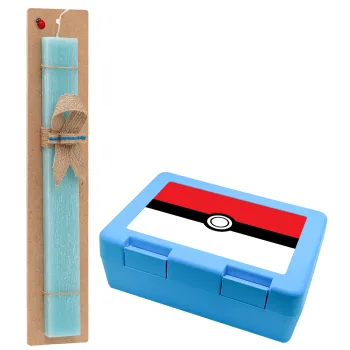 Pokemon ball, Easter Set, children's snack container BLUE & Easter aromatic flat candle (30cm) (TURQUOISE)